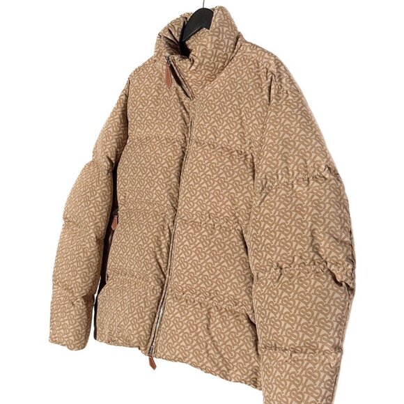 Burberry Beige Monogram Jacquard Down Puffer Coat - Picture 2 of 16